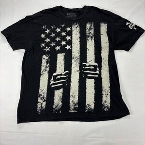 Skygraphx Mens XL Black American Flag Graphic‎ T Shirt USA Made Tee